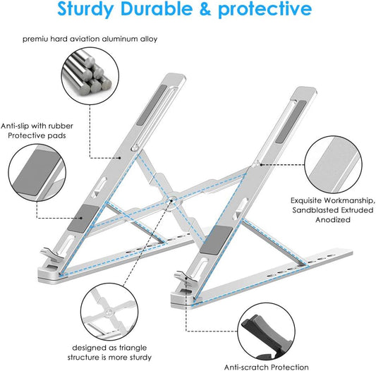 Foldable Laptop Stand,Adjustable Aluminum Computer Stand Ergonomic Laptop Riser Portable Laptop Stand for Desk Cooling Holder Macbook Pro Stand,Laptop Stands Compatible with All 6-18” Laptop Tablet